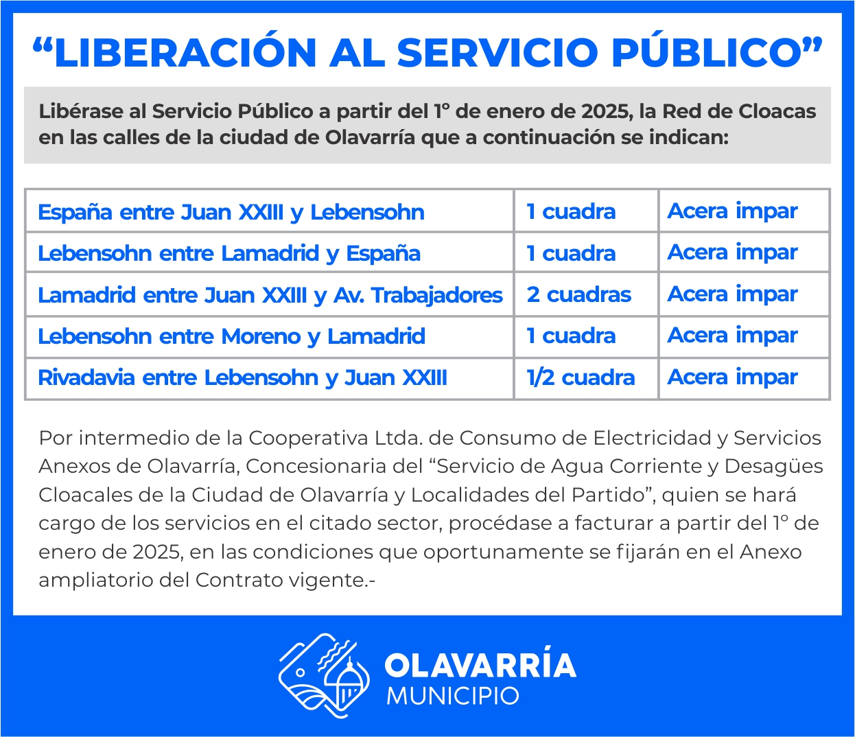 Liberación de servicio público